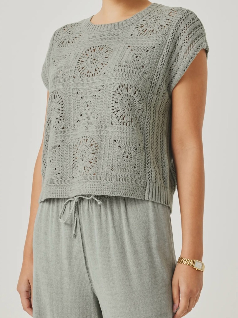 Splendid NWT Open Stitch Sweater Crochet Knit Boxy Top
